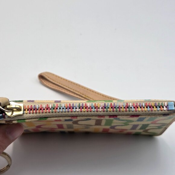 Vintage Dooney & Bourke Wallet Wristlet Rainbow DB Monogram Coated Canvas Y2K - Picture 7 of 7